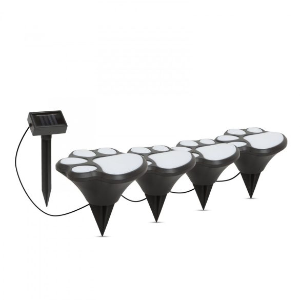 LED-es szolár lámpa - kutya lábnyom, leszúrható - műanyag - fekete - 360 cm