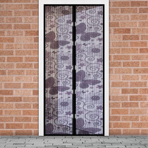 Szúnyogháló függöny ajtóra mágneses 100 x 210 cm Lila pillangós,11398G