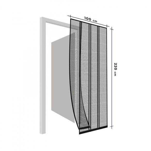 Szúnyogháló függöny ajtóra 4 db szalag max. 100 x 220 cm fekete 11608BK