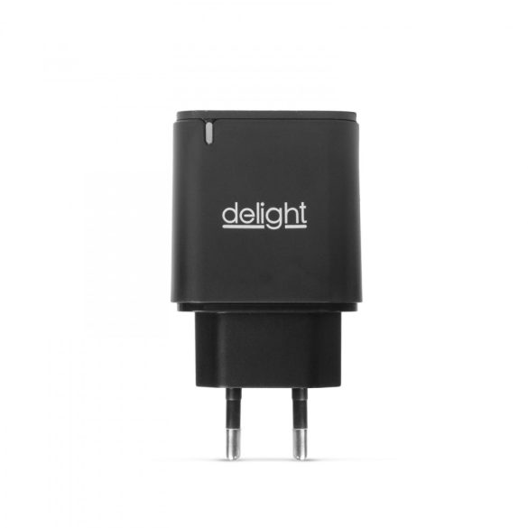 Delight USB Hálózati adapter 2xUSB fekete 55045-2BK