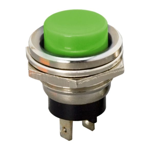 Nyomógomb 1 áramkör 2 A - 250 V OFF - (ON) zöld