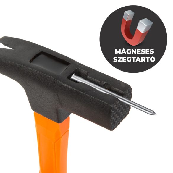 Professzionális ács kalapács mágneses szegtartóval üvegszálas nyéllel - 600 g 10427