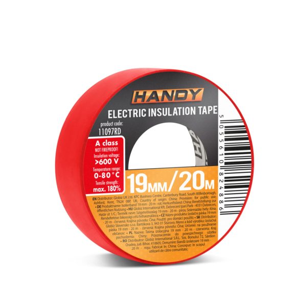 Szigetelőszalag 19 mm · 20 m piros 11097RD