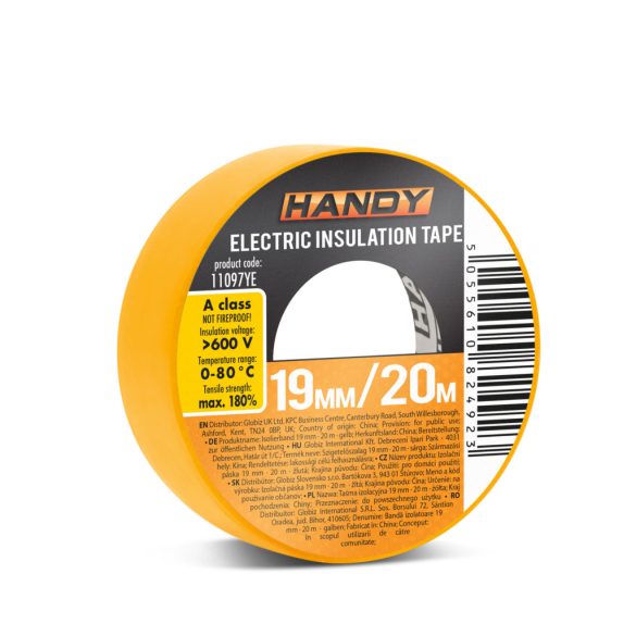 Szigetelőszalag 19 mm · 20 m sárga 11097YE
