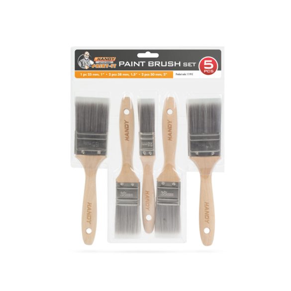Festőecset szett, fa - 5 db - 1x1" / 2x1,5" / 2x2" 11191C