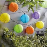 Szolár lampion fényfüzér - 10 db színes lampion, hidegfehér LED - 3,7 m 11227B