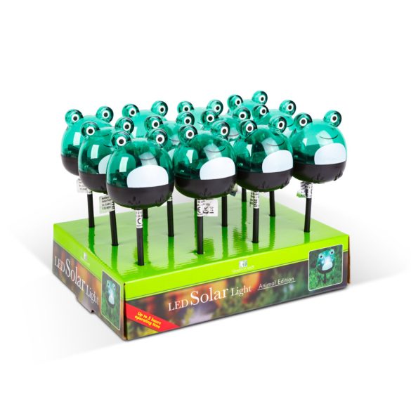 LED-es szolár lámpa - béka - hidegfehér - zöld - 150 x 50 x 50 mm