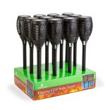 LED-es szolár lámpa - leszúrható - lángeffekt - 12 sárga LED - műanyag - fekete - 10 x 58 cm