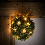 Szolár bukszus - felakasztható - 25 cm - 20 melegfehér LED