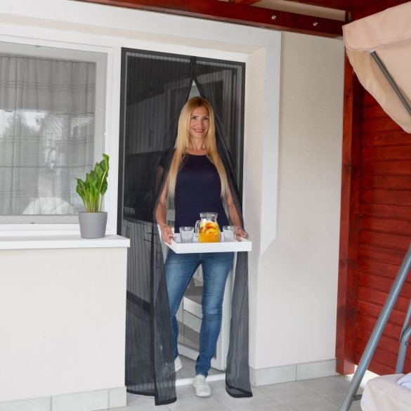 Szúnyogháló függöny ajtóra mágneses 100 x 210 cm fekete 11398BK