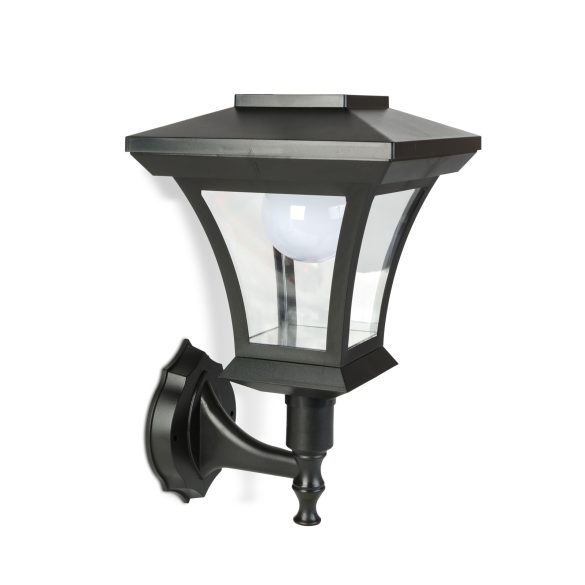 LED-es szolár lámpa - fali - 21 x 21 cm - 8 LED - fekete - melegfehér