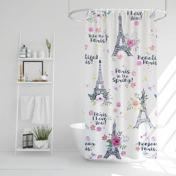 Zuhanyfüggöny - Eiffel-torony mintás - 180 x 180 11528D