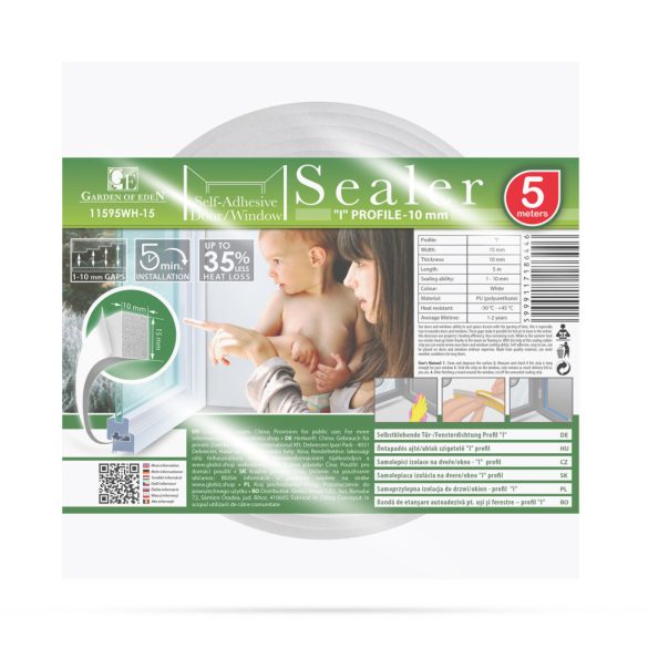 Öntapadós ajtó- ablakszigetelő habszalag - 5 m - fehér 15 mm 11595WH-15
