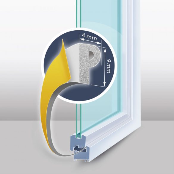 Öntapadós ajtó- ablakszigetelő "P" profil - 6 m fehér 9 mm, 11597WH