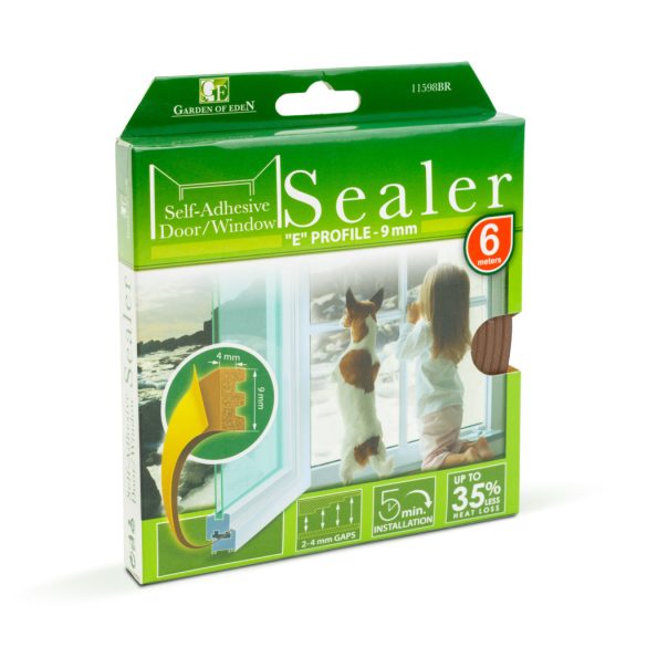 Öntapadós ajtó- ablakszigetelő "E" profil - 6 m barna 9 mm, 11598BR