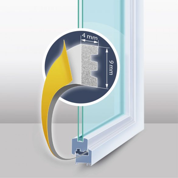 Öntapadós ajtó- ablakszigetelő "E" profil - 6 m fehér 9 mm, 11598WH