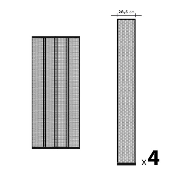 Szúnyogháló függöny ajtóra 4 db szalag max. 100 x 220 cm fekete 11608BK
