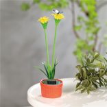 Szolár színes virág - 8 x 8 x 32 cm - 10 melegfehér LED - sárga