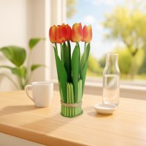   Műnövény dekoráció - tulipán - narancssárga - 26 x 6,5 cm