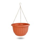 Műanyag függesztett cserép lánccal -  terrakotta - 30 x 18 cm