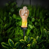   Szolár angyalka - madárral - 1 melegfehér LED - műgyanta - 48 x 11 x 6,5 cm
