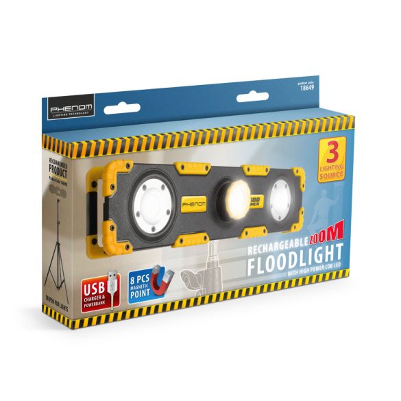 LED reflektor - akkumulátoros, dimmerelhető, fókuszálható - 1500 lumen 18649
