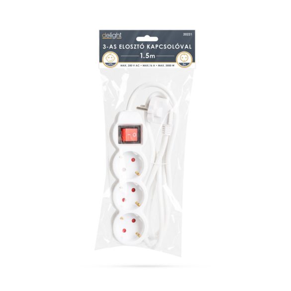 03k-1,5m kapcsolós hálózati elosztó hosszabbító 20221