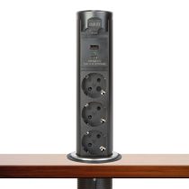  Motoros rejtett elosztó - "Touchcontrol" - 3-as + USB + Type-C - fekete