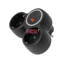 2-es elosztó dugalj, USB A+C