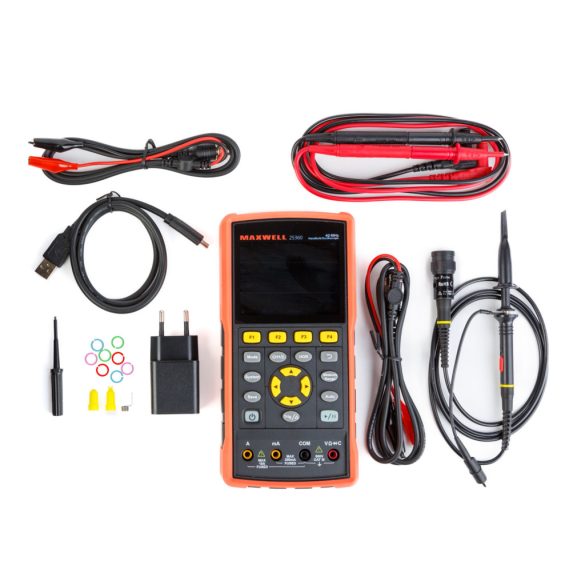 Kézi oszcilloszkóp - akkumulátoros - 3.5" színes LCD - AC/DC, 400V, 40MHz, 2 csatorna, 8K/4K