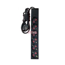   Asztali elosztó 6-os, 2,0m, fekete H05VV-F 3G1.0 mm² kábellel