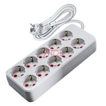 Asztali hosszabbító, 10-es, 2m, fehér H05VV-F 3G1.5 mm²