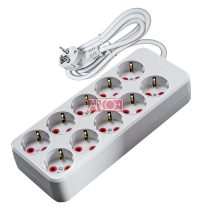 Asztali hosszabbító, 10-es, 2m, fehér H05VV-F 3G1.5 mm²