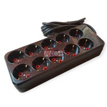 Asztali hosszabbító, 10-es, 2m, fekete H05VV-F 3G1.5 mm²