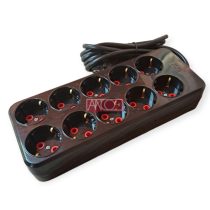 Asztali hosszabbító, 10-es, 2m, fekete H05VV-F 3G1.5 mm²