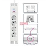 Asztali elosztó 4-es+2xUSB-A, túlfesz.