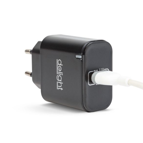 Delight USB Hálózati adapter 1xUSB fekete 55045-1BK