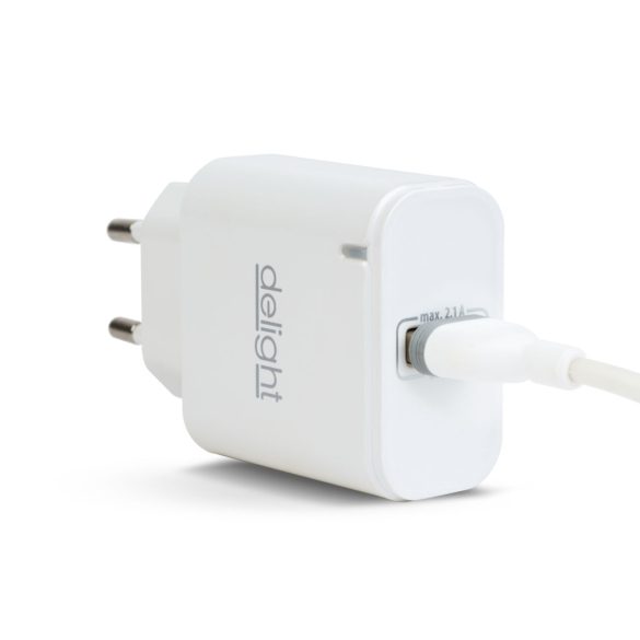 Delight USB Hálózati adapter 1xUSB fehér 55045-1WH