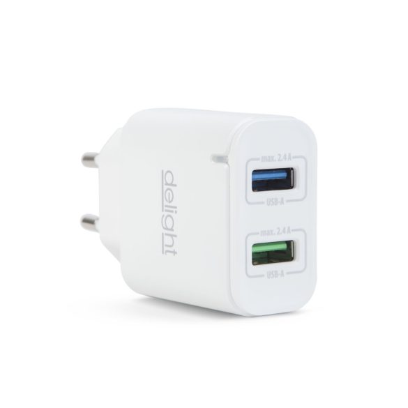 Delght USB Hálózati adapter 2xUSB fehér 55045-2WH
