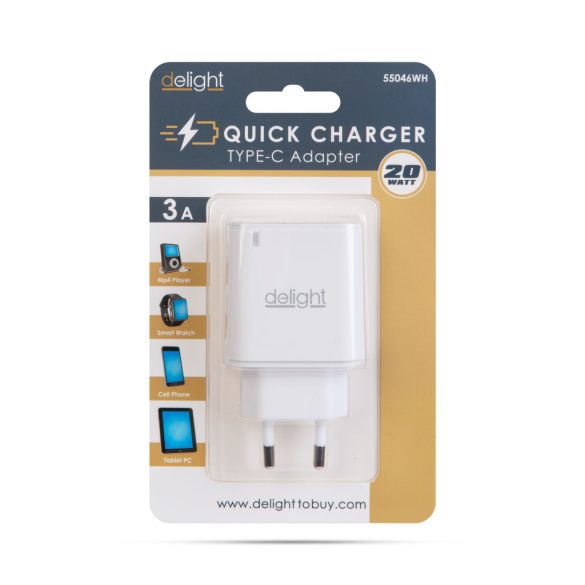 Adapter - Type-C - gyorstöltő, PD20W - fehér 55046WH