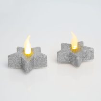   LED-es teamécses CSILLAG alakú ezüst színű 2 db / bliszter