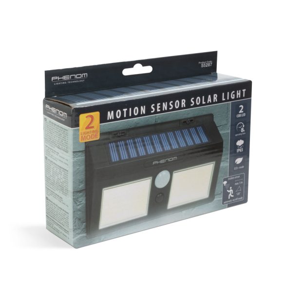 Mozgásérzékelős szolár reflektor - fali - COB LED 55287