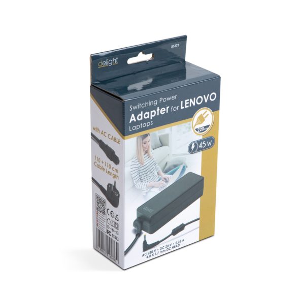 Laptopadapter - Lenovo 45W - 20V - 2.25A - 4 x 10,65 mm / 1,7 x 9 mm