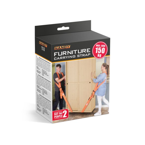 Bútorszállító heveder hátpánttal, csuklópánttal - 2800 x 45 x 1,2 mm - 2 személy részére 55710B