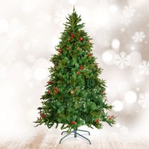 Műfenyő - 210 cm - PE / PVC - piros bogyóval