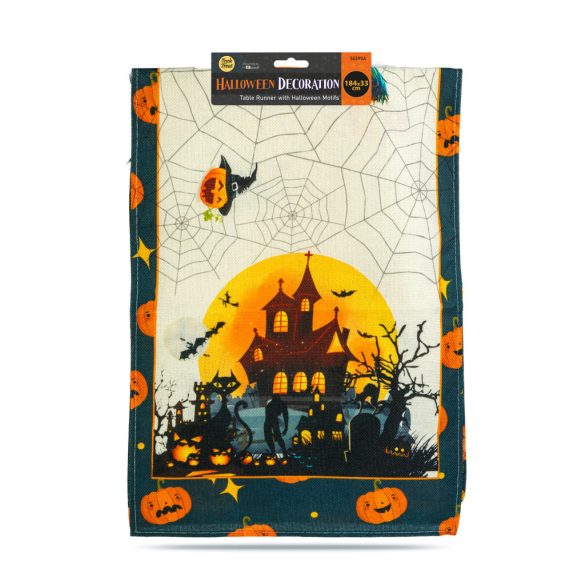 Halloween-i dekoráció - asztalterítő futó - halloween-i motívumokkal - 184 x 33 cm