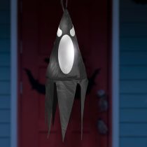   Halloween-i világító dekoráció - szellem - fekete - 10 színes LED - akasztható - 2 x 2032 - 75x20 cm