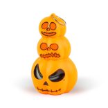 Halloween-i világító dekoráció - tök - melegfehér LED - 12 x 7,5 cm - 3 x LR1130