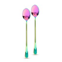   Rozsdamentes acél kávéskanál / latte macchiato kanál - szivárványos - 195 x 32 mm - 2 db / csomag