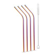   Rozsdamentes acél szívószál szett - titán szivárványos - 215 x 6 mm - 5 részes